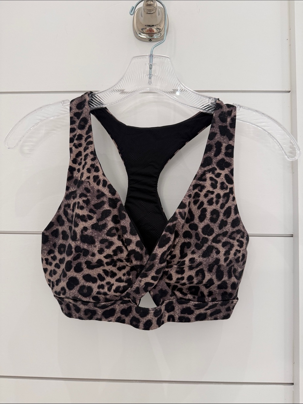 Leopard Print Twist-Front Sports Bra